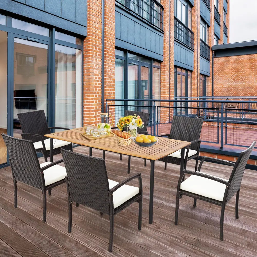 2 Pieces Patio Wicker Dining Armchair Set with Soft Zippered Cushion-Set of 2 - Off White - Patio Dining Chairs