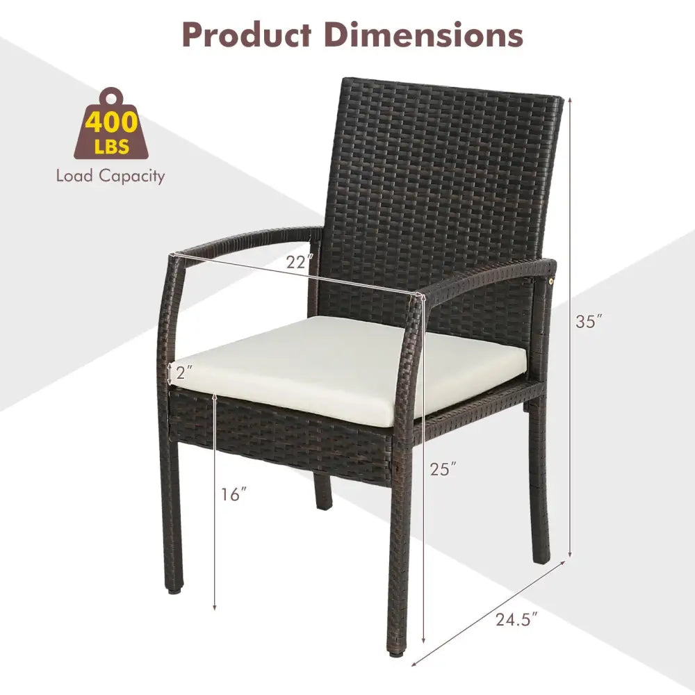 2 Pieces Patio Wicker Dining Armchair Set with Soft Zippered Cushion-Set of 2 - Off White - Patio Dining Chairs