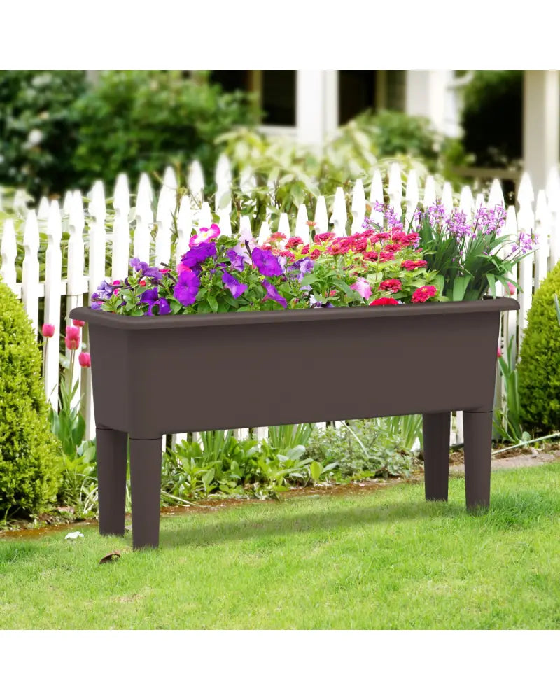 2 Pieces Raised Garden Beds Self-Watering Planter Box with Detachable Legs and Drainage Hole-Coffee - Coffee - Raised