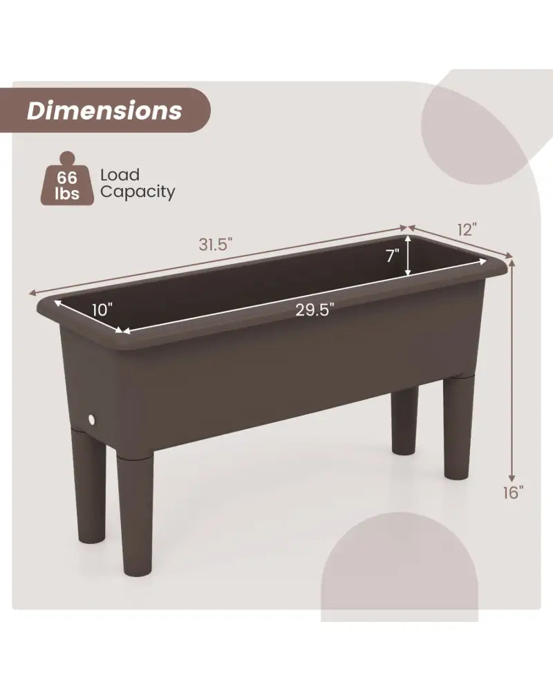 2 Pieces Raised Garden Beds Self-Watering Planter Box with Detachable Legs and Drainage Hole-Coffee - Coffee - Raised