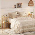2 Pieces Side Table with Storage Shelves and Bamboo Construction-Natural - Natural - End & Side Tables