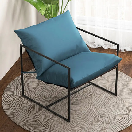 2 Pieces Sling Accent Chair Leisure Chair with Weatherproof Seat Fabric Indoor Outdoor-Navy - Navy - Patio Dining Chairs