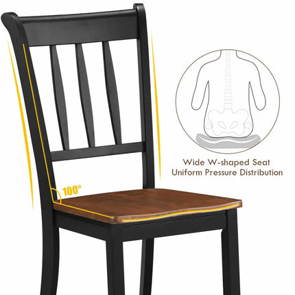 2 Pieces Solid Whitesburg Spindle Back Wood Dining Chairs-Black Costway
