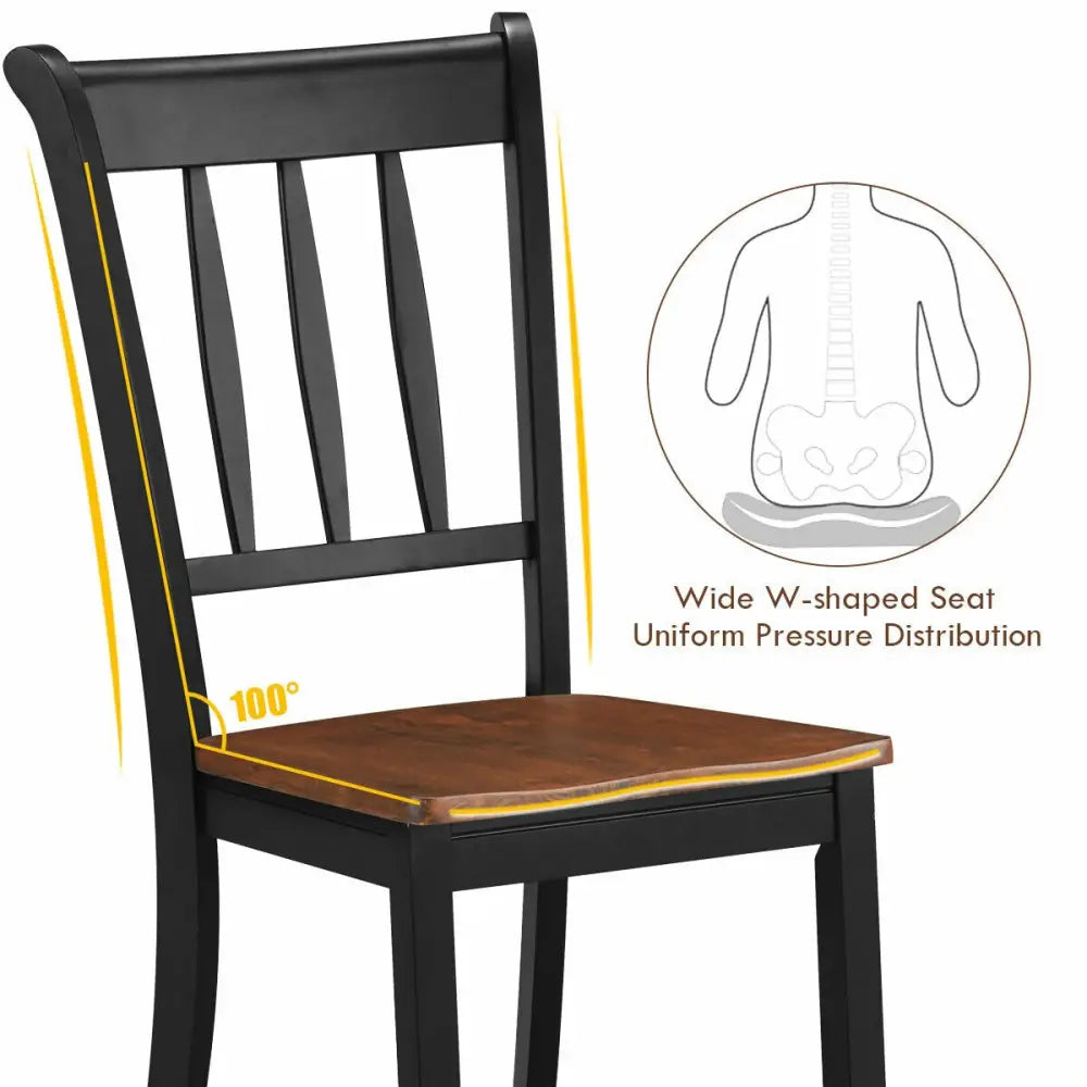 2 Pieces Solid Whitesburg Spindle Back Wood Dining Chairs-Black Costway