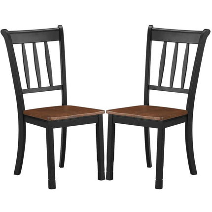 2 Pieces Solid Whitesburg Spindle Back Wood Dining Chairs-Black Costway