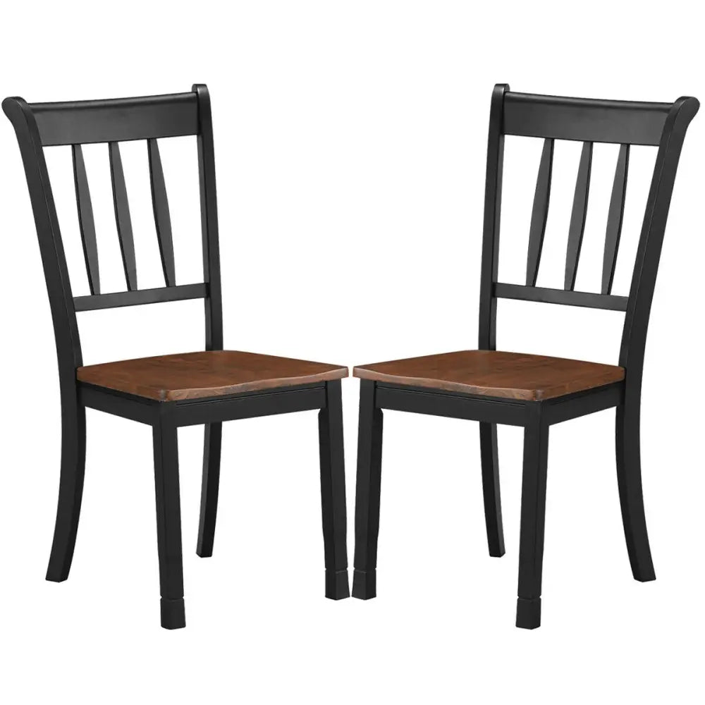 2 Pieces Solid Whitesburg Spindle Back Wood Dining Chairs-Black Costway