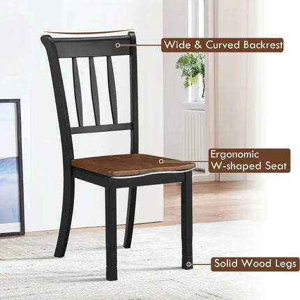 2 Pieces Solid Whitesburg Spindle Back Wood Dining Chairs-Black Costway