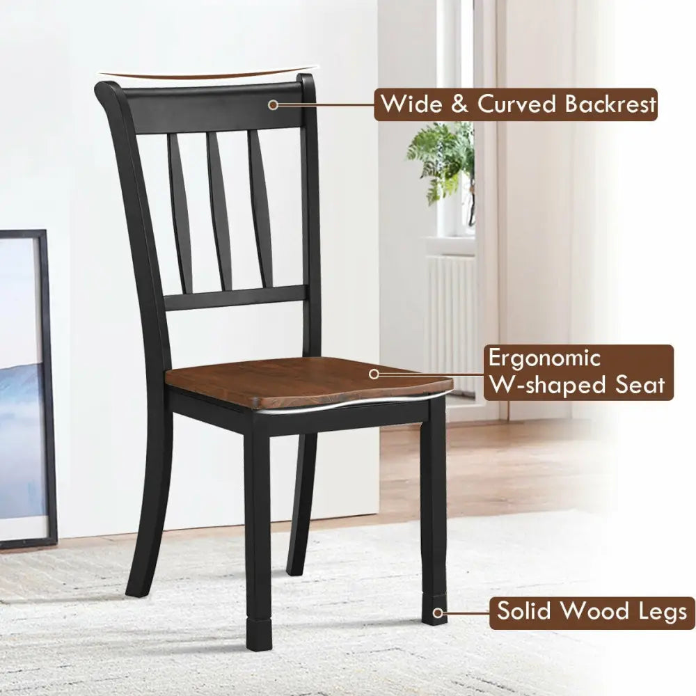 2 Pieces Solid Whitesburg Spindle Back Wood Dining Chairs-Black Costway