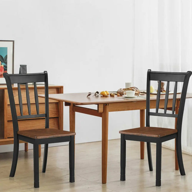 2 Pieces Solid Whitesburg Spindle Back Wood Dining Chairs-Black Costway