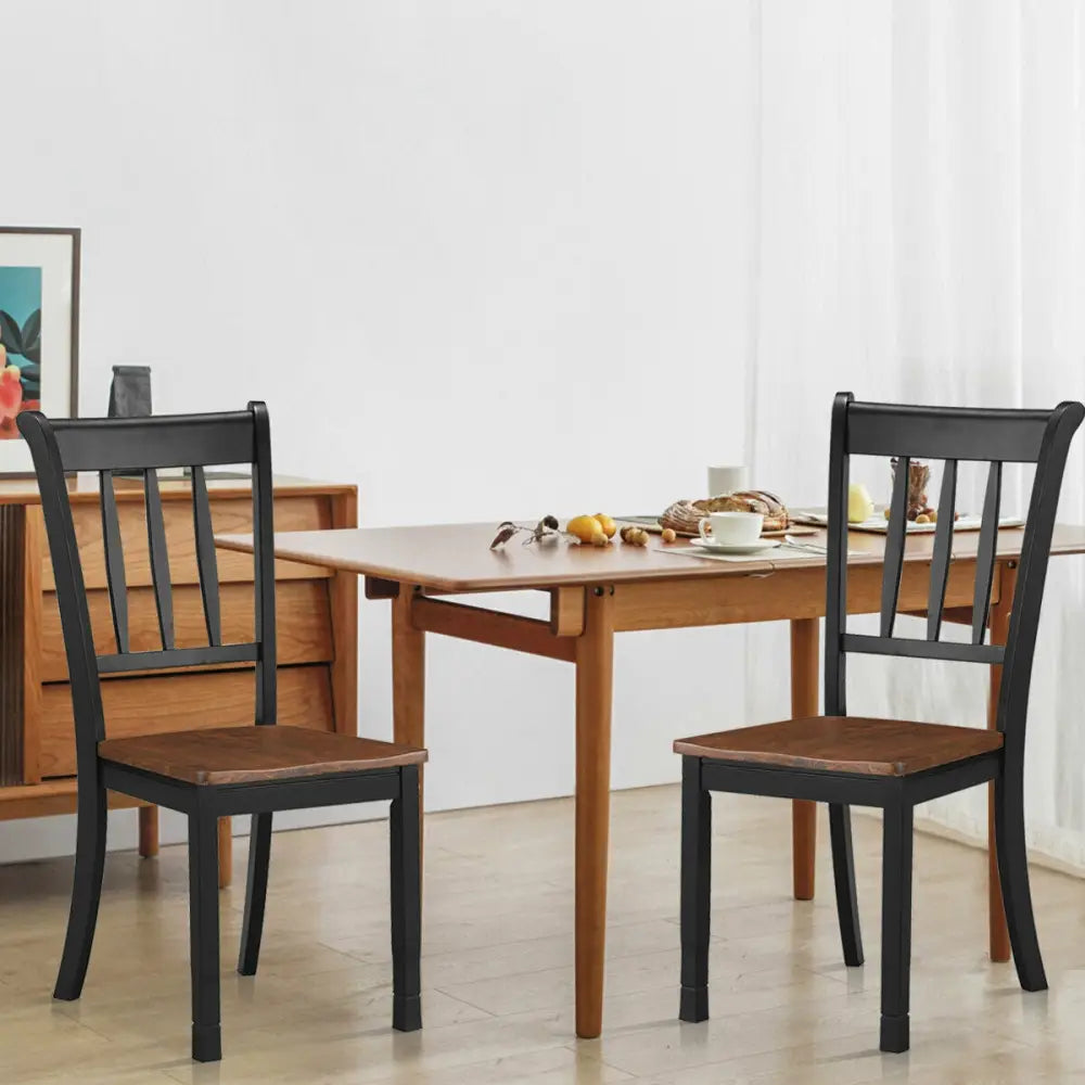 2 Pieces Solid Whitesburg Spindle Back Wood Dining Chairs-Black Costway