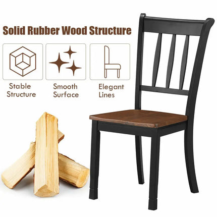 2 Pieces Solid Whitesburg Spindle Back Wood Dining Chairs-Black Costway