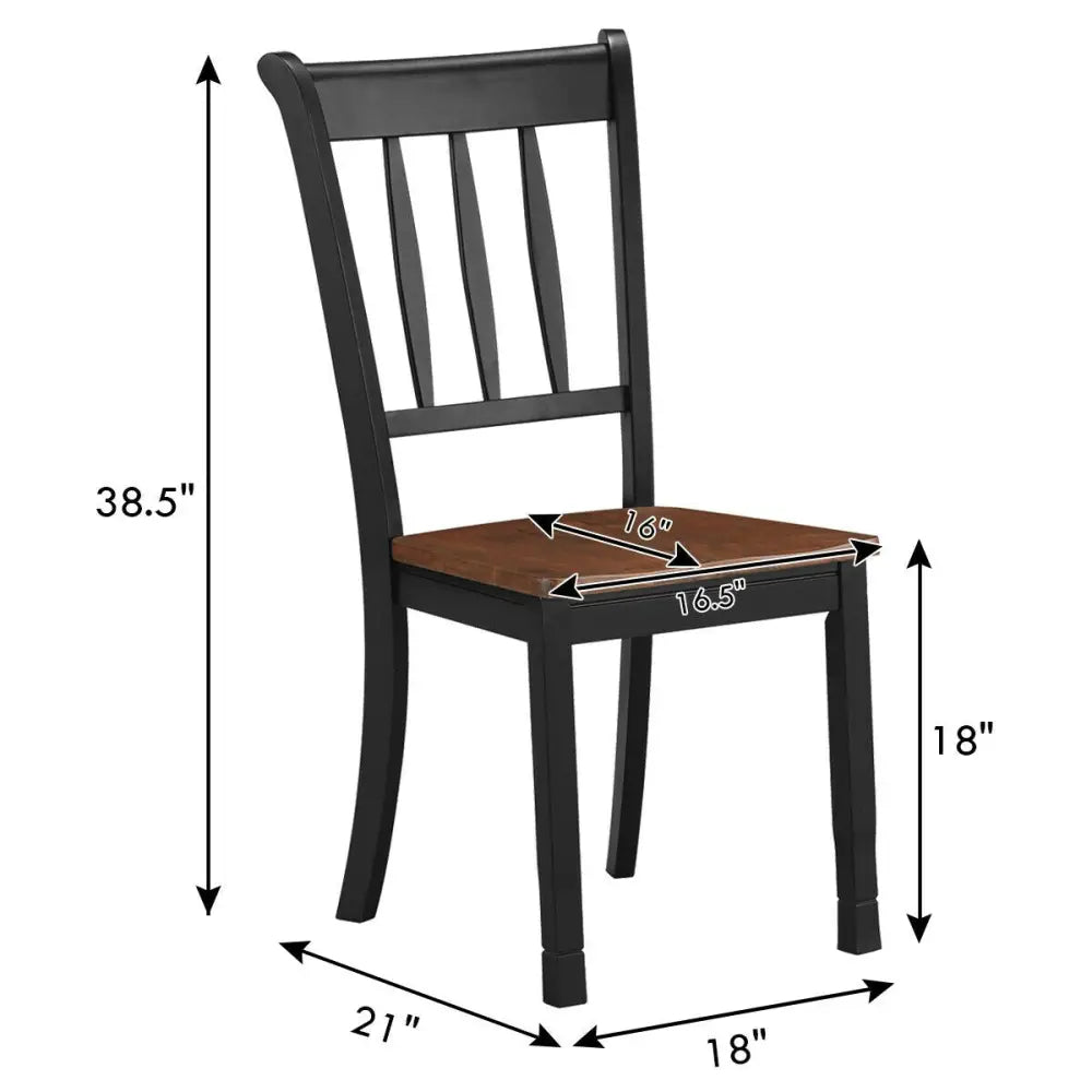 2 Pieces Solid Whitesburg Spindle Back Wood Dining Chairs-Black Costway