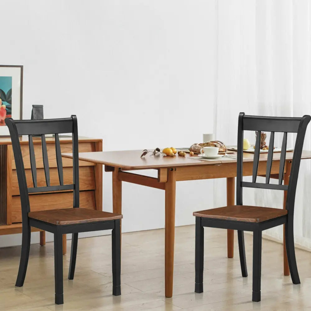 2 Pieces Solid Whitesburg Spindle Back Wood Dining Chairs-Black - Black - Dining Chairs