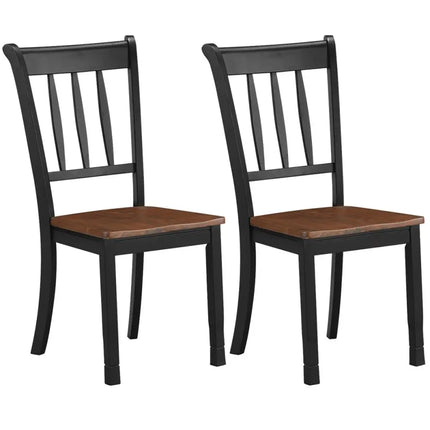2 Pieces Solid Whitesburg Spindle Back Wood Dining Chairs-Black Costway