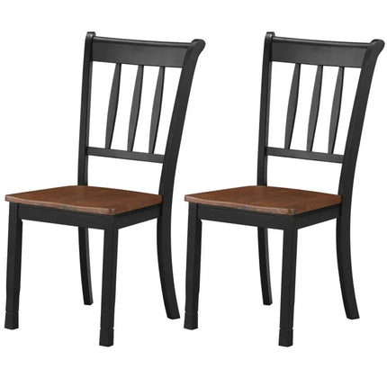 2 Pieces Solid Whitesburg Spindle Back Wood Dining Chairs-Black Costway