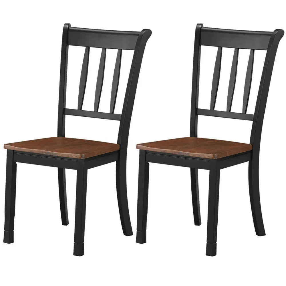 2 Pieces Solid Whitesburg Spindle Back Wood Dining Chairs-Black Costway
