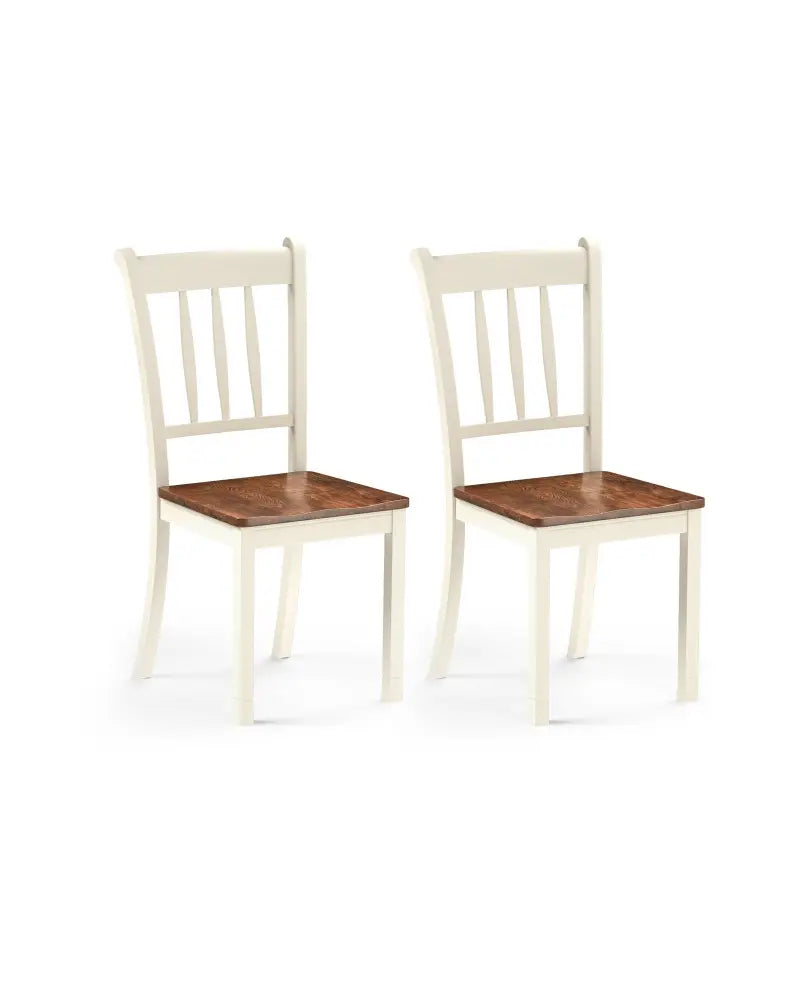 2 Pieces Solid Whitesburg Spindle Back Wood Dining Chairs-White - White - Dining Chairs