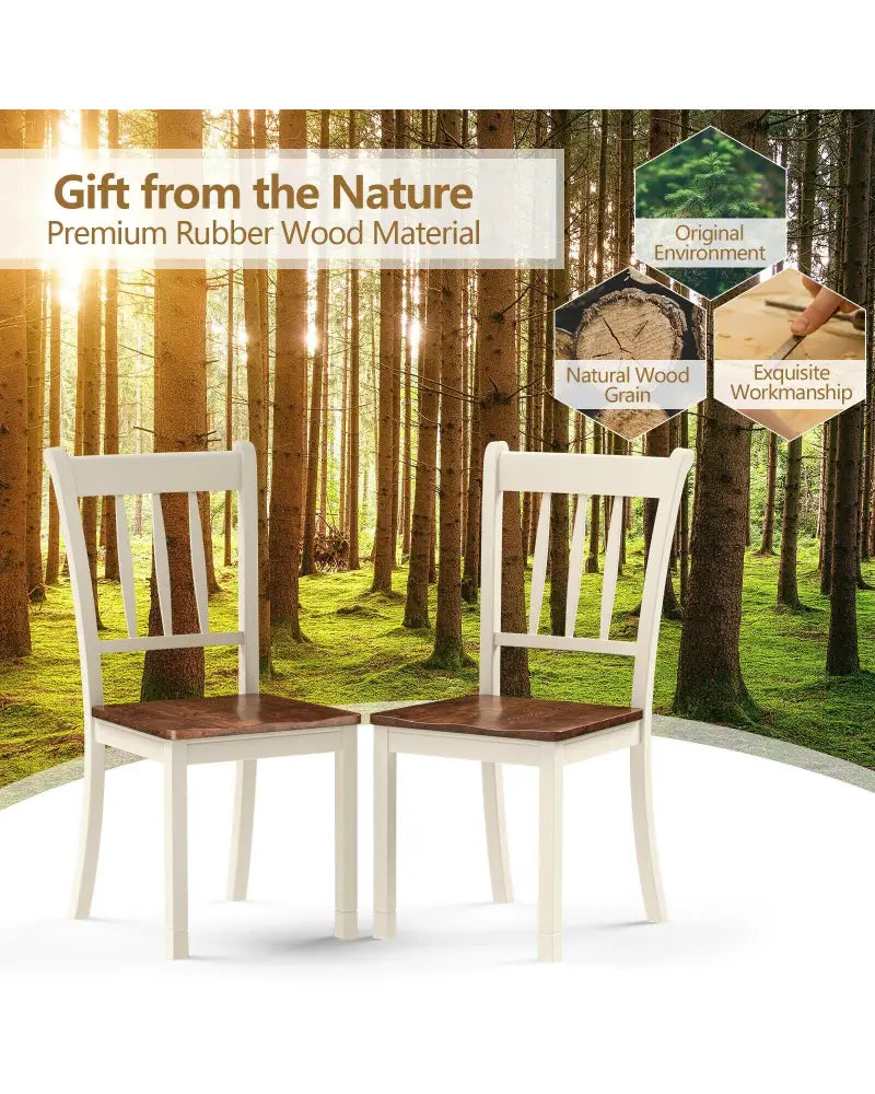 2 Pieces Solid Whitesburg Spindle Back Wood Dining Chairs-White - White - Dining Chairs
