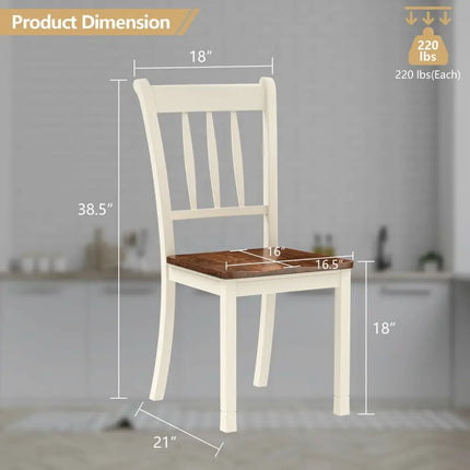 2 Pieces Solid Whitesburg Spindle Back Wood Dining Chairs - White - Oasis Home Essentials
