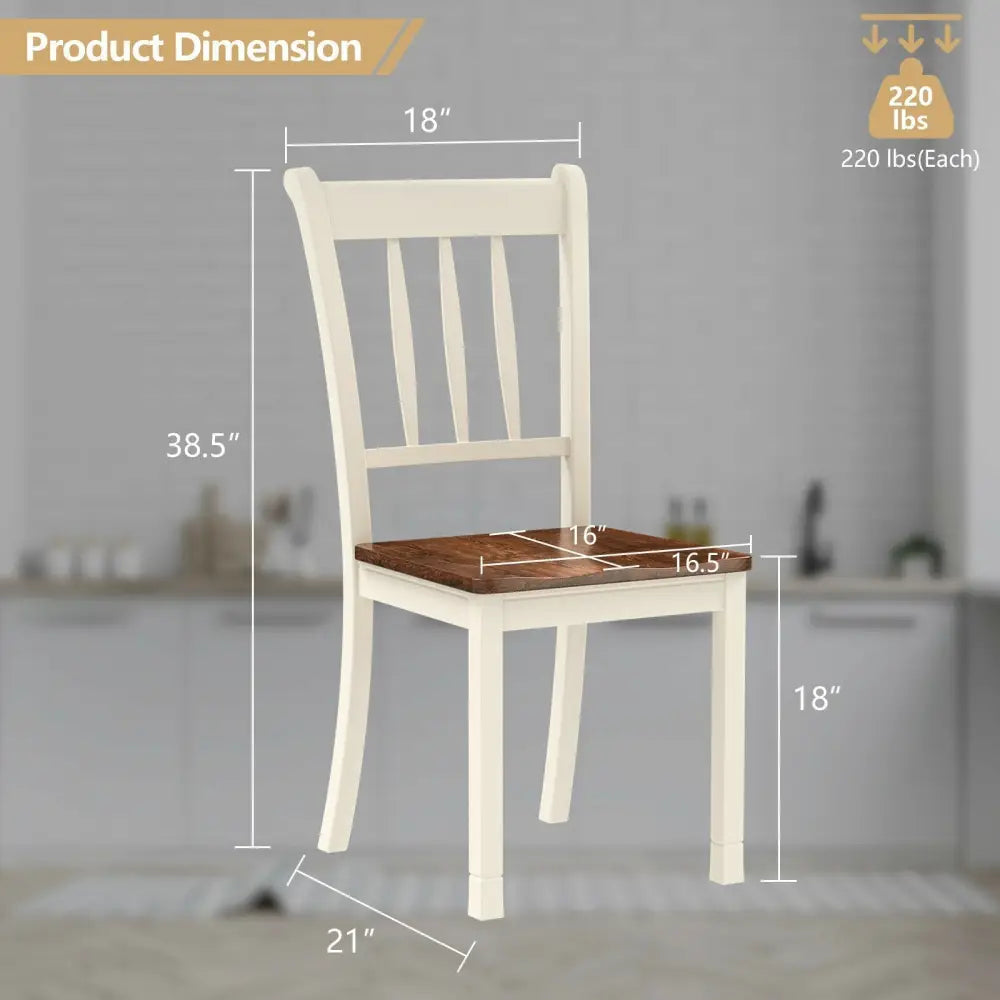 2 Pieces Solid Whitesburg Spindle Back Wood Dining Chairs - White - Oasis Home Essentials