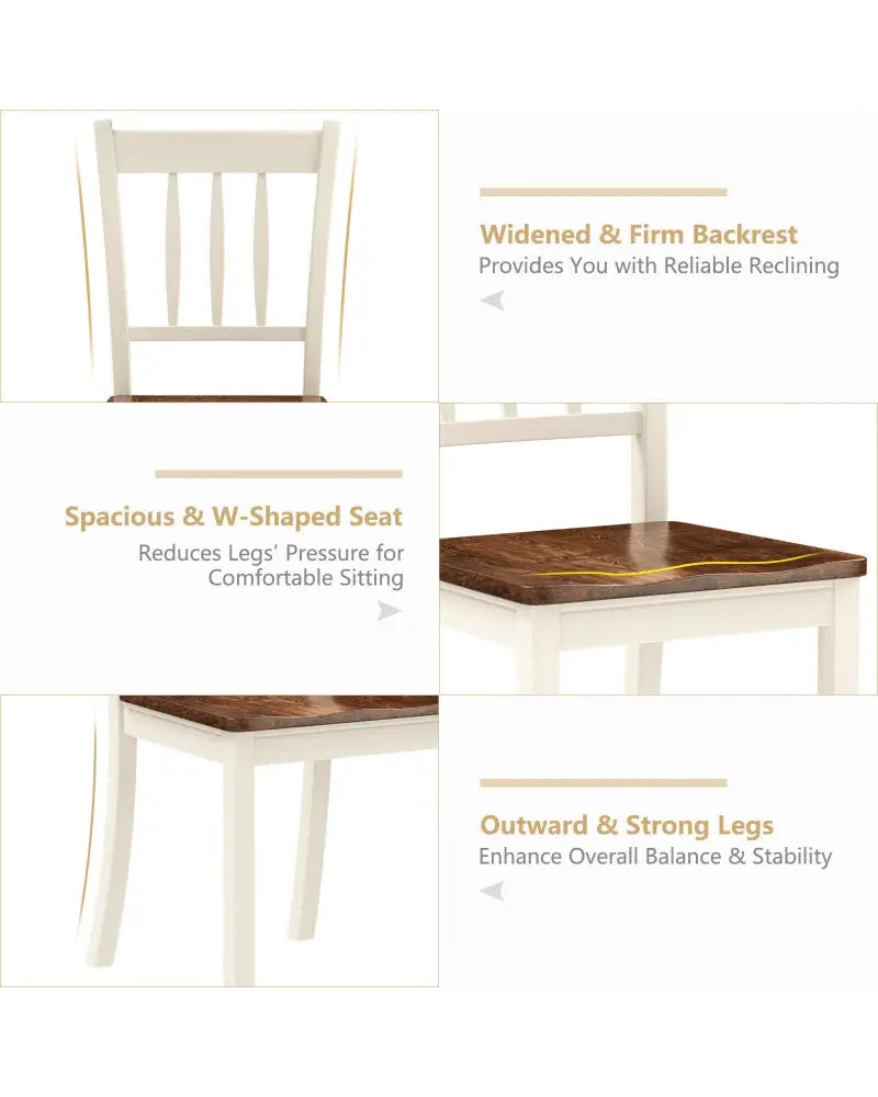 2 Pieces Solid Whitesburg Spindle Back Wood Dining Chairs-White - White - Dining Chairs