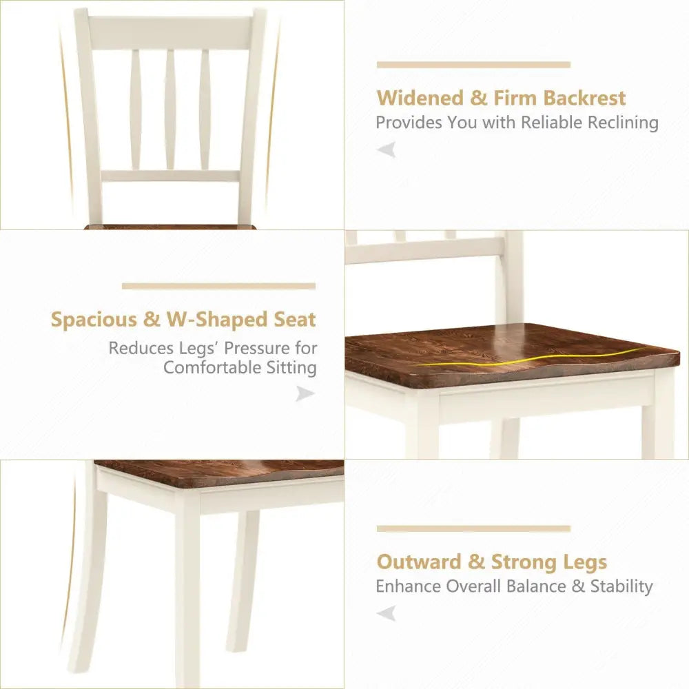 2 Pieces Solid Whitesburg Spindle Back Wood Dining Chairs - White - Oasis Home Essentials