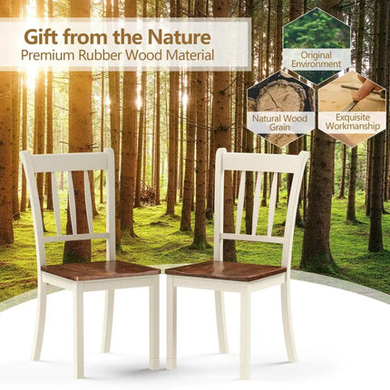 2 Pieces Solid Whitesburg Spindle Back Wood Dining Chairs - White - Oasis Home Essentials