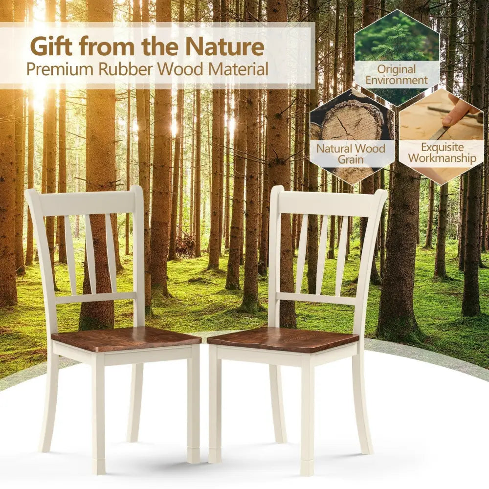 2 Pieces Solid Whitesburg Spindle Back Wood Dining Chairs - White - Oasis Home Essentials