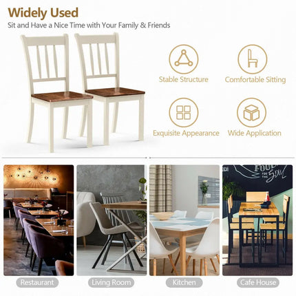 2 Pieces Solid Whitesburg Spindle Back Wood Dining Chairs - White - Oasis Home Essentials