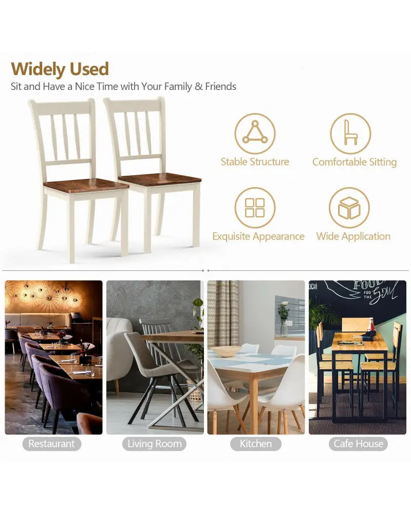 2 Pieces Solid Whitesburg Spindle Back Wood Dining Chairs-White - White - Dining Chairs