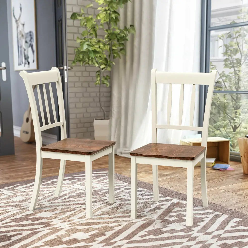 2 Pieces Solid Whitesburg Spindle Back Wood Dining Chairs - White - Oasis Home Essentials