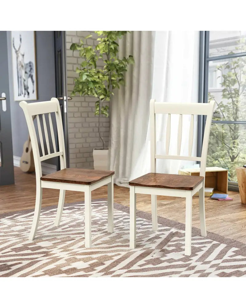 2 Pieces Solid Whitesburg Spindle Back Wood Dining Chairs-White - White - Dining Chairs