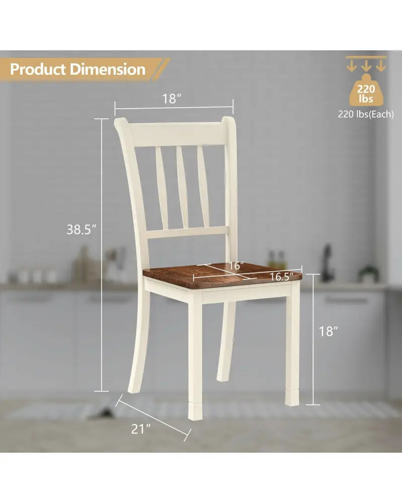 2 Pieces Solid Whitesburg Spindle Back Wood Dining Chairs-White - White - Dining Chairs