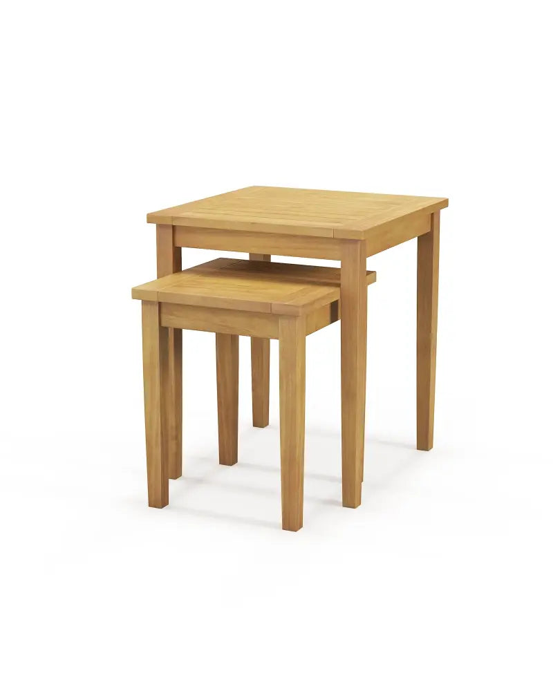 2 Pieces Space Saving Design Teak Wood Outdoor Patio Nesting Table - Natural - Patio Coffee Tables