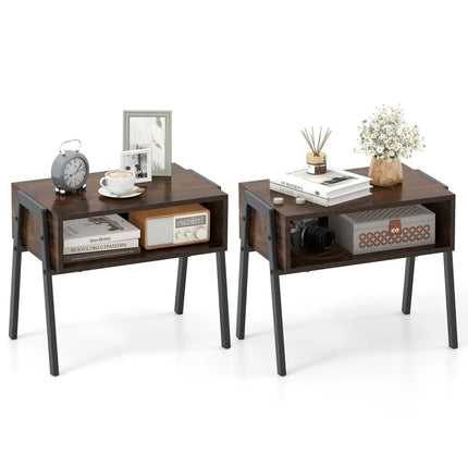 2 Pieces Stackable Night Stand Bedside End Table Set Costway