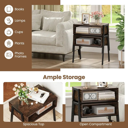2 Pieces Stackable Night Stand Bedside End Table Set Costway