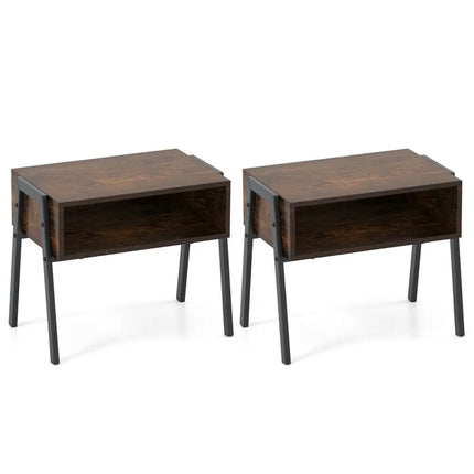 2 Pieces Stackable Night Stand Bedside End Table Set Costway