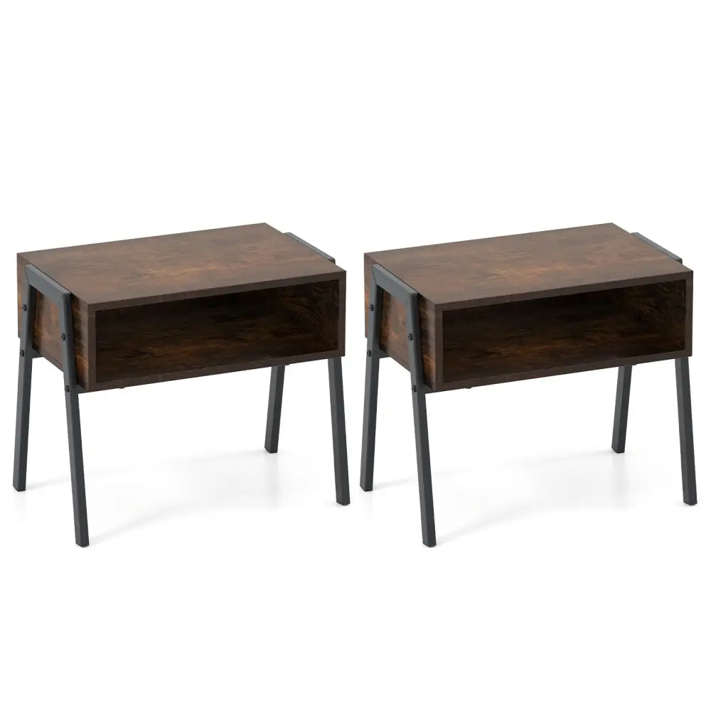 2 Pieces Stackable Night Stand Bedside End Table Set Costway