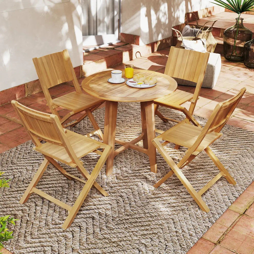 2 Pieces Teak Wood Outdoor Dining Chairs with Slatted Sea - Patio Dining Chairs