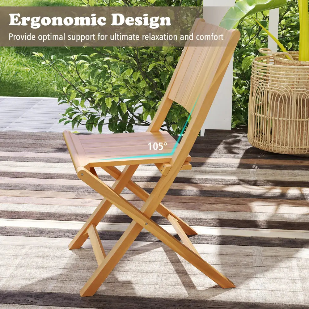 2 Pieces Teak Wood Outdoor Dining Chairs with Slatted Sea - Patio Dining Chairs