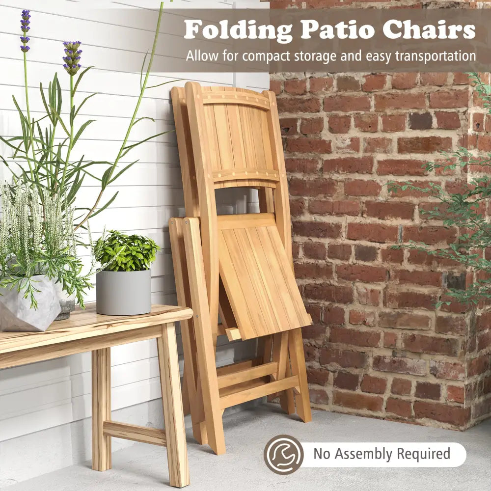 2 Pieces Teak Wood Outdoor Dining Chairs with Slatted Sea - Patio Dining Chairs