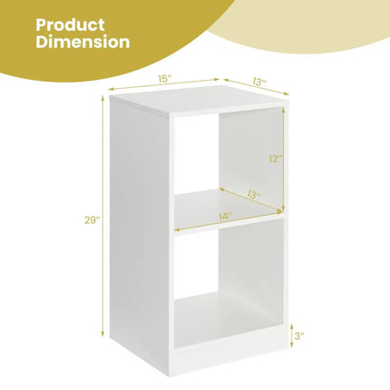 2 Pieces 2-tier Bookcase Set with Anti-toppling Device-White Costway