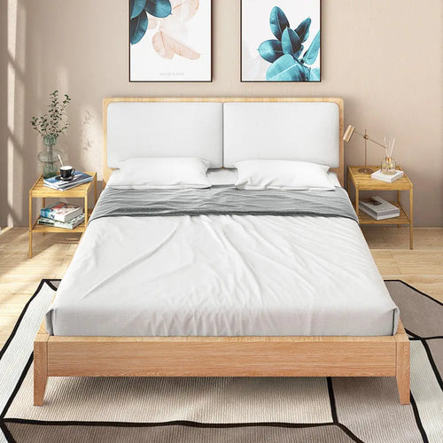 2 Pieces 2 Tiers Bamboo Nightstand for Living Room Bedroom-Natural - Natural - Nightstands