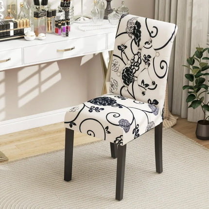 2 Pieces Tufted Dining Chair Set with Adjustable Anti-Slip Foot Pads-Blue and White Costway