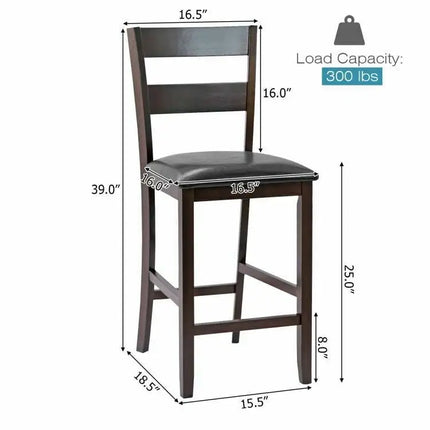 2-Pieces Upholstered Bar Stools Counter Height Chairs with PU Leather Cover Costway