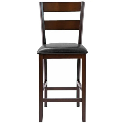 2-Pieces Upholstered Bar Stools Counter Height Chairs with PU Leather Cover Costway