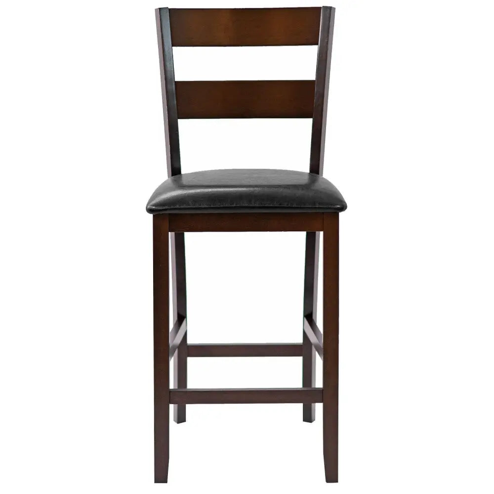2-Pieces Upholstered Bar Stools Counter Height Chairs with PU Leather Cover Costway