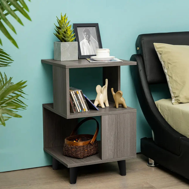 2 Pieces Wooden Modern Nightstand Set with Legs for Living Room Costway