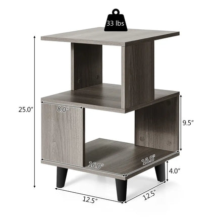 2 Pieces Wooden Modern Nightstand Set with Legs for Living Room Costway