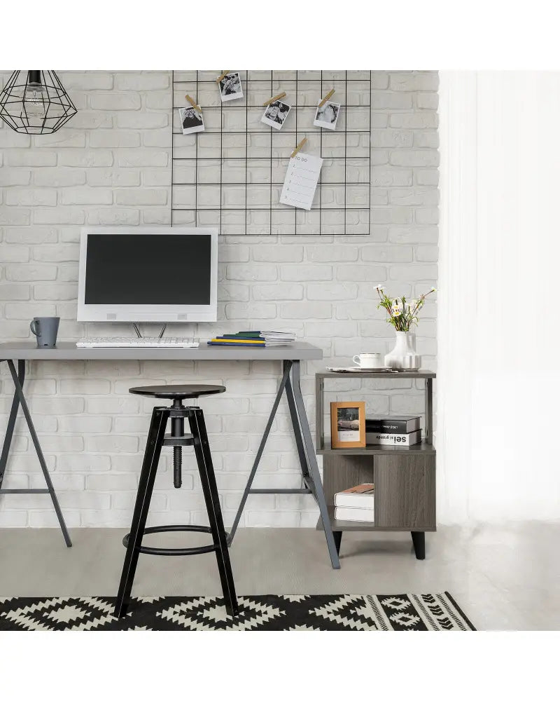 2 Pieces Wooden Modern Nightstand Set with Legs for Living Room - Gray - Nightstands